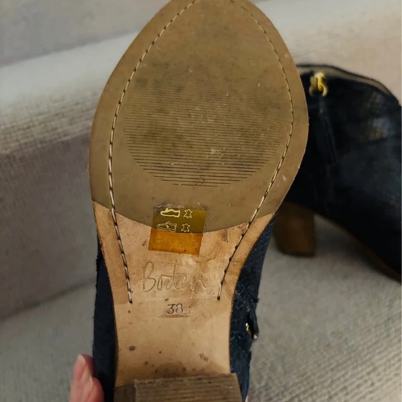 Boden Dark Snakeskin Ankle Boots with Gold Accents - Picture 4 of 4